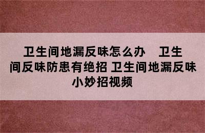 卫生间地漏反味怎么办    卫生间反味防患有绝招 卫生间地漏反味小妙招视频